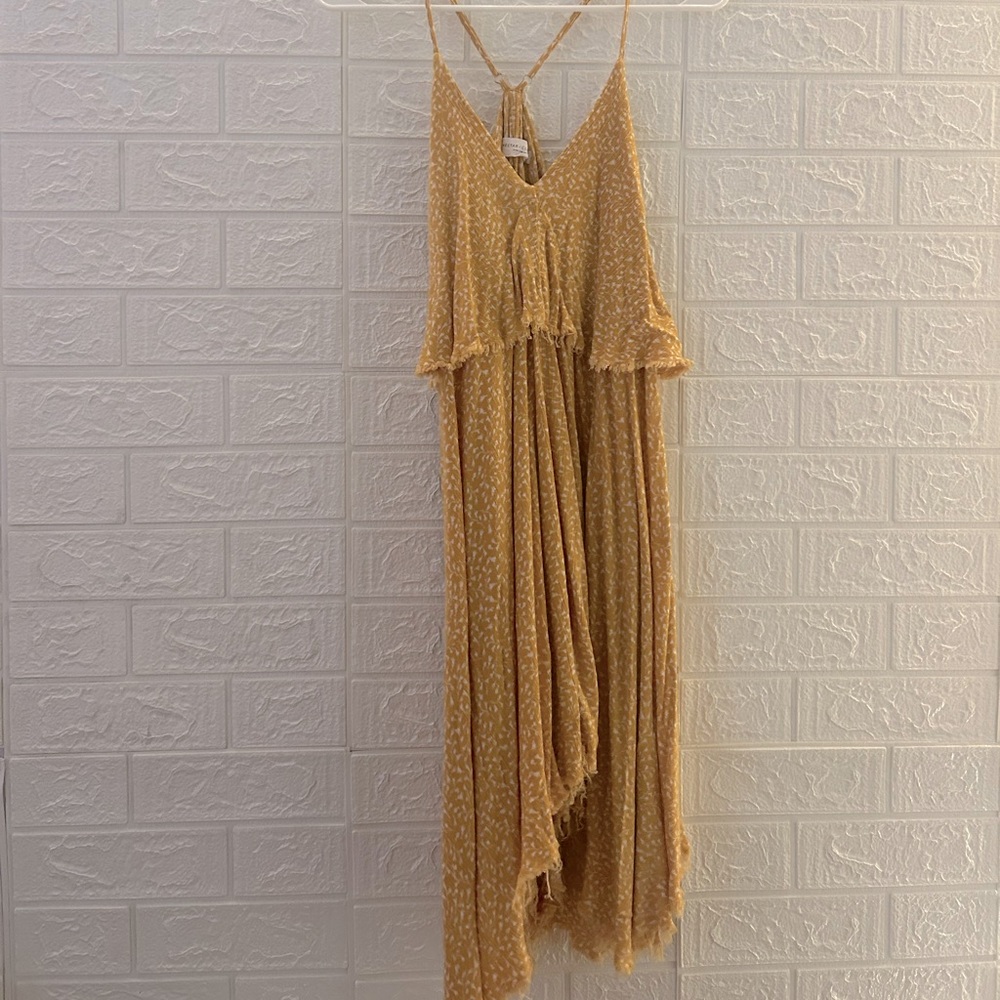 Yellow adorable ruffle mini dress